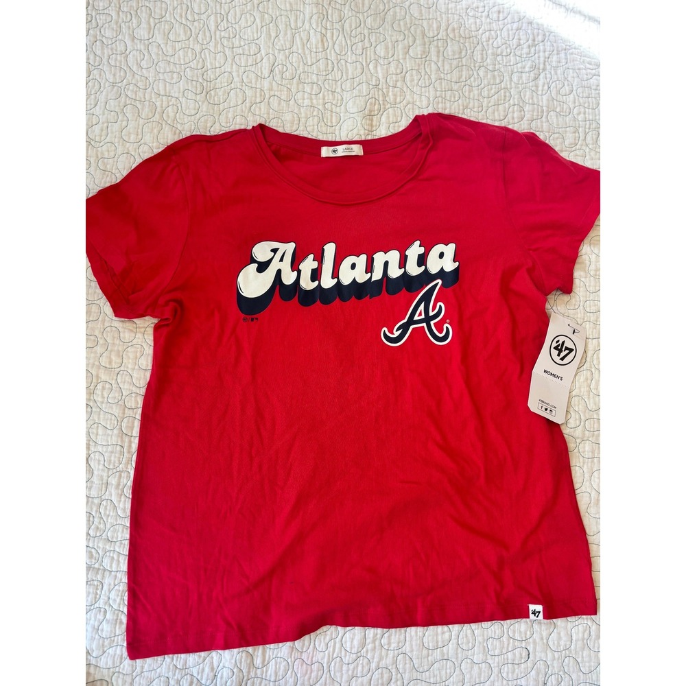 47 Brand Atlanta Braves MLB Womens Large Red Short Sleeve Graphic T-Shirt